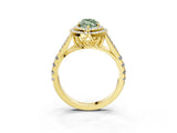 Yellow gold Double Halo Fancy Green Marquise Cut Diamond Split Shank Engagement Ring with Four-Prong Setting_6