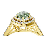 Yellow gold Double Halo Fancy Green Marquise Cut Diamond Split Shank Engagement Ring with Four-Prong Setting_7