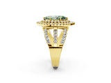 Yellow gold Double Halo Fancy Green Marquise Cut Diamond Split Shank Pave Set Ring_5