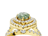 Yellow gold Double Halo Fancy Green Marquise Cut Diamond Split Shank Pave Set Ring_7