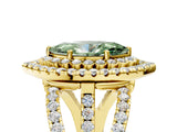 Yellow gold Double Halo Fancy Green Marquise Cut Diamond Split Shank Pave Set Ring_8