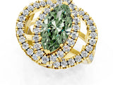 Yellow gold Double Halo Fancy Green Marquise Cut Diamond Split Shank Prong Setting Ring_1