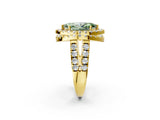 Yellow gold Double Halo Fancy Green Marquise Cut Diamond Split Shank Prong Setting Ring_2