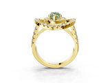 Yellow gold Double Halo Fancy Green Marquise Cut Diamond Split Shank Prong Setting Ring_3