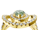 Yellow gold Double Halo Fancy Green Marquise Cut Diamond Split Shank Prong Setting Ring_4