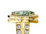 Yellow gold Double Halo Fancy Green Marquise Cut Diamond Split Shank Prong Setting Ring_5
