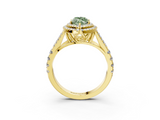 Yellow gold Double Halo Fancy Green Marquise  Cut Diamond Split Shank Ring with Four Prong Setting_73