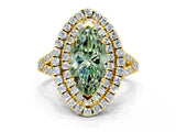Yellow gold Double Halo Fancy Green Marquise  Cut Pave Split Shank Prong Set Ring_15