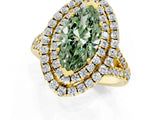 Yellow gold Double Halo Fancy Green Marquise  Cut Pave Split Shank Prong Set Ring_16