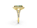Yellow gold Double Halo Fancy Green Marquise  Cut Pave Split Shank Prong Set Ring_17