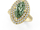 Yellow gold Double Halo Fancy Green Marquise  Diamond Pave Band with Four-Prong Setting_44