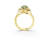 Yellow gold Double Halo Fancy Green Marquise  Diamond Pave Band with Four-Prong Setting_46