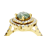 Yellow gold Double Halo Fancy Green Marquise  Diamond Pave Band with Four-Prong Setting_47