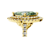 Yellow gold Double Halo Fancy Green Marquise  Diamond Pave Band with Four-Prong Setting_48