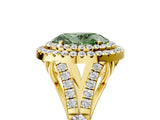 Yellow gold Double Halo Fancy Green Oval -Shaped Split Shank Diamond Ring with Prong Setting_20