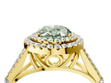 Yellow gold Double Halo Fancy Green Oval Cut Diamond Split Shank Engagement Ring with Four-Prong Setting_7