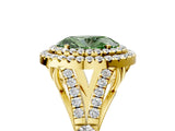 Yellow gold Double Halo Fancy Green Oval Cut Diamond Split Shank Engagement Ring with Four-Prong Setting_8