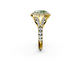 Yellow gold Double Halo Fancy Green Oval  Cut Diamond Split Shank Ring with Four Prong Setting_22