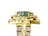 Yellow gold Double Halo Fancy Green Pear Cut Diamond Split Shank Prong Setting Ring_5