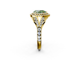 Yellow gold Double Halo Fancy Green Pear  Cut Diamond Split Shank Ring with Four Prong Setting_22
