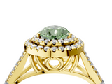 Yellow gold Double Halo Fancy Green Pear  Cut Diamond Split Shank Ring with Four Prong Setting_24