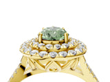 Yellow gold Double Halo Fancy Green Pear  Cut Pave Split Shank Prong Set Ring_19