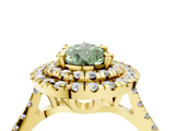 Yellow gold Double Halo Fancy Green Pear  Diamond Pave Band with Four-Prong Setting_48