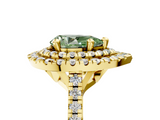 Yellow gold Double Halo Fancy Green Pear  Diamond Pave Band with Four-Prong Setting_49
