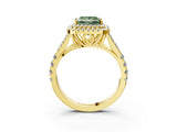 Yellow gold Double Halo Fancy Green Princess -Shaped Split Shank Diamond Ring with Prong Setting_18