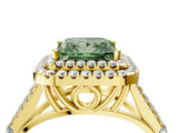 Yellow gold Double Halo Fancy Green Princess -Shaped Split Shank Diamond Ring with Prong Setting_19