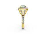 Yellow gold Double Halo Fancy Green Princess Cut Diamond Split Shank Engagement Ring with Four-Prong Setting_5