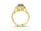 Yellow gold Double Halo Fancy Green Princess Cut Diamond Split Shank Engagement Ring with Four-Prong Setting_6