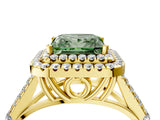 Yellow gold Double Halo Fancy Green Princess Cut Diamond Split Shank Engagement Ring with Four-Prong Setting_7