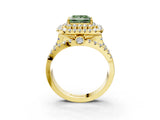 Yellow gold Double Halo Fancy Green Princess Cut Diamond Split Shank Pave Set Ring_6