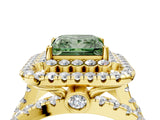Yellow gold Double Halo Fancy Green Princess Cut Diamond Split Shank Pave Set Ring_7