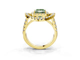 Yellow gold Double Halo Fancy Green Princess Cut Diamond Split Shank Prong Setting Ring_3
