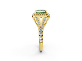Yellow gold Double Halo Fancy Green Princess  Cut Diamond Split Shank Ring with Four Prong Setting_2