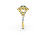 Yellow gold Double Halo Fancy Green Princess  Cut Pave Split Shank Prong Set Ring_17