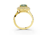 Yellow gold Double Halo Fancy Green Princess  Cut Pave Split Shank Prong Set Ring_18