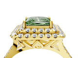 Yellow gold Double Halo Fancy Green Princess  Cut Pave Split Shank Prong Set Ring_19
