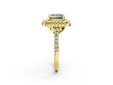 Yellow gold Double Halo Fancy Green Princess  Diamond Pave Band with Four-Prong Setting_14