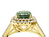 Yellow gold Double Halo Fancy Green Radiant -Shaped Split Shank Diamond Ring with Prong Setting_19