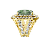 Yellow gold Double Halo Fancy Green Radiant -Shaped Split Shank Diamond Ring with Prong Setting_20