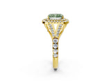 Yellow gold Double Halo Fancy Green Radiant Cut Diamond Split Shank Engagement Ring with Four-Prong Setting_5