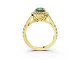 Yellow gold Double Halo Fancy Green Radiant Cut Diamond Split Shank Engagement Ring with Four-Prong Setting_6