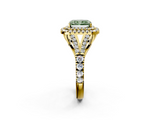 Yellow gold Double Halo Fancy Green Radiant  Cut Diamond Split Shank Ring with Four Prong Setting_21