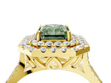 Yellow gold Double Halo Fancy Green Radiant  Cut Pave Split Shank Prong Set Ring_19