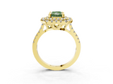 Yellow gold Double Halo Fancy Green Radiant  Diamond Pave Band with Four-Prong Setting_47