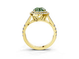 Yellow gold Double Halo Fancy Green Round Cut Diamond Split Shank Engagement Ring with Four-Prong Setting_6