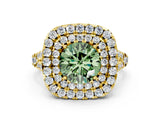 Yellow gold Double Halo Fancy Green Round  Cut Pave Split Shank Prong Set Ring_15